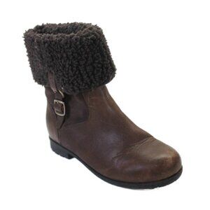 UGG Bellevue Brown Leather & Genuine Sheepskin Boots Sz 8.5 Womens Ankle Bootie